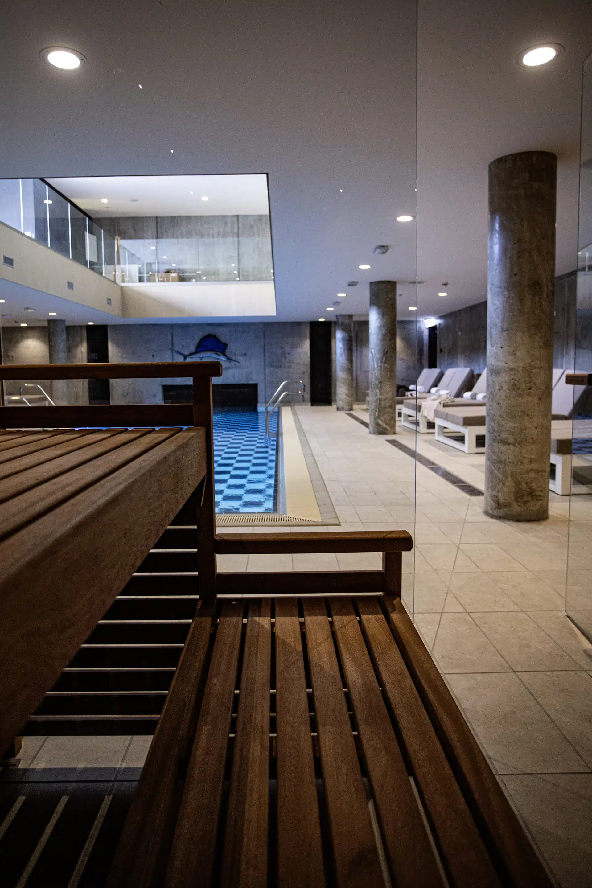 Pool view fra sauna